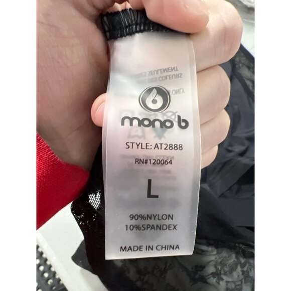 Mono B Lace Cutout Back Tank Top Womens Large Sleeveless Black Sporty Athleisure - Picture 4 of 5